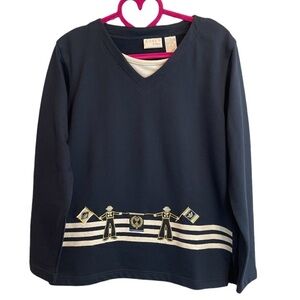 Koret By K-Wear Marine/ Sailor Novelty Print Top Women's Size Small